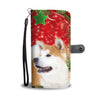 Akita Inu Dog On Christmas Print Wallet Case-Free Shipping