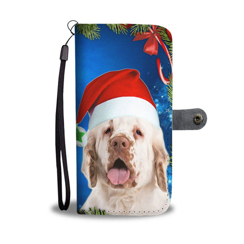 Clumber Spaniel On Christmas Print Wallet Case-Free Shipping