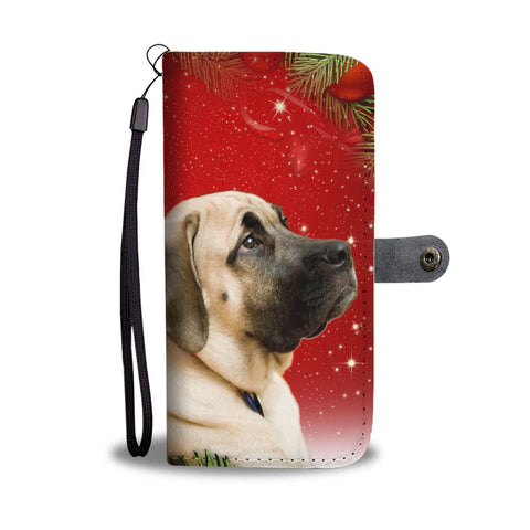 Cute English Mastiff On Christmas Print Wallet Case-Free Shipping