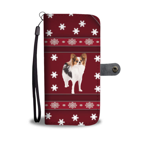 Papillon Dog Christmas Print Wallet Case-Free Shipping