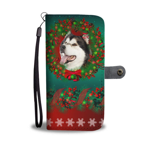 Cute Alaskan Malamute Christmas Print Wallet Case-Free Shipping