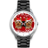 Silver Dial-Yorkshire Terrier (Yorkie) Christmas Print Wrist Watch-Free Shipping