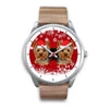 Silver Dial-Yorkshire Terrier (Yorkie) Christmas Print Wrist Watch-Free Shipping