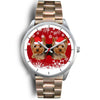 Silver Dial-Yorkshire Terrier (Yorkie) Christmas Print Wrist Watch-Free Shipping