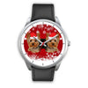 Silver Dial-Yorkshire Terrier (Yorkie) Christmas Print Wrist Watch-Free Shipping