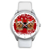 Silver Dial-Yorkshire Terrier (Yorkie) Christmas Print Wrist Watch-Free Shipping