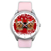 Silver Dial-Yorkshire Terrier (Yorkie) Christmas Print Wrist Watch-Free Shipping