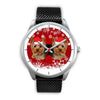 Silver Dial-Yorkshire Terrier (Yorkie) Christmas Print Wrist Watch-Free Shipping