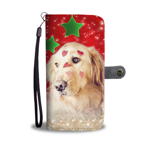 Golden Retriever On Christmas Print Wallet Case- Free Shipping