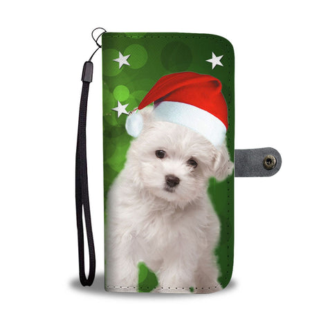 Cute Maltese Dog On Christmas Print Wallet Case-Free Shipping