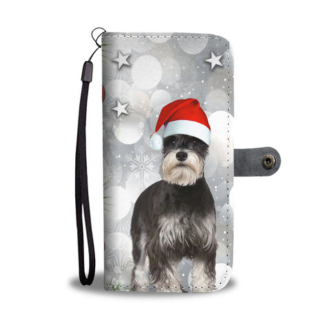 Miniature Schnauzer On Christmas Print Wallet Case-Free Shipping