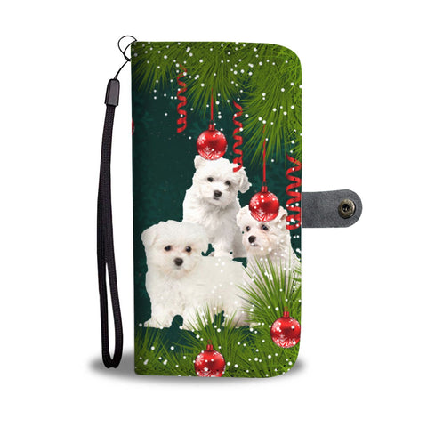 Cute Maltese Dog Christmas Print Wallet Case-Free Shipping