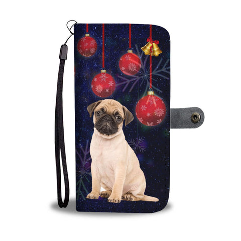 Cute Pug Dog Christmas Print Wallet Case-Free Shipping