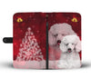 Poodle Dog On Red Christmas Print Wallet Case-Free Shipping