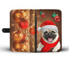 Cute Pug On Christmas Print Wallet Case-Free Shipping