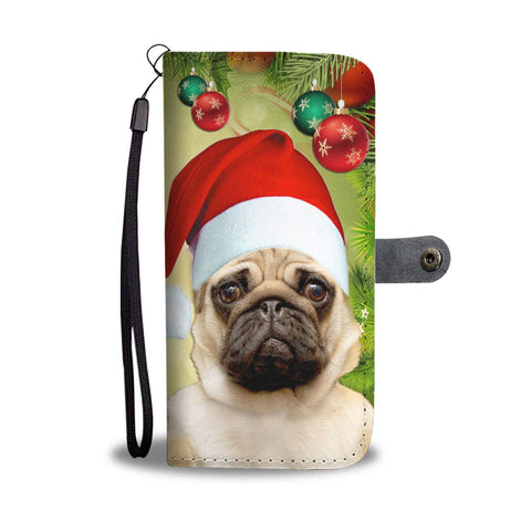 Lovely Pug On Christmas Print Wallet Case-Free Shipping