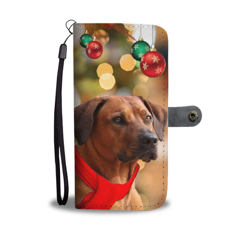 Rhodesian Ridgeback Dog On Christmas Print Wallet Case-Free Shipping