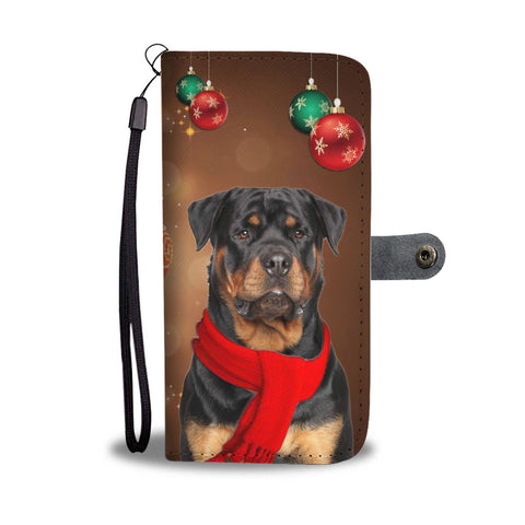 Rottweiler Dog On Christmas Print Wallet Case-Free Shipping