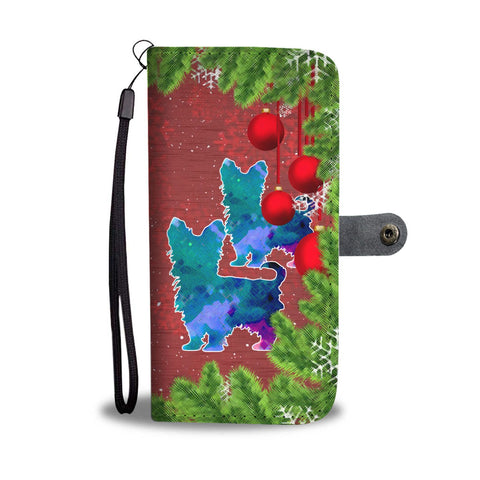 Cute Yorkie Art Christmas Print Wallet Case-Free Shipping