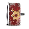 Brown Eskimo Dog On Red Christmas Print Wallet Case-Free Shipping