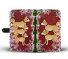 Brown Eskimo Dog On Red Christmas Print Wallet Case-Free Shipping