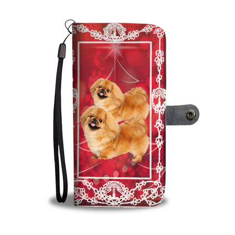 Cute Pekingese Dog Christmas Print Wallet Case-Free Shipping