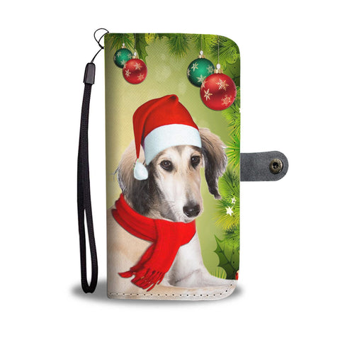 Cute Saluki Dog On Christmas Print Wallet Case-Free Shipping