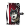 Siberian Husky Dog Art Christmas Print Wallet Case-Free Shipping