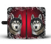 Siberian Husky Dog Art Christmas Print Wallet Case-Free Shipping