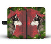 Siberian Husky Dog On Red Christmas Print Wallet Case-Free Shipping