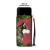 Siberian Husky Dog On Red Christmas Print Wallet Case-Free Shipping