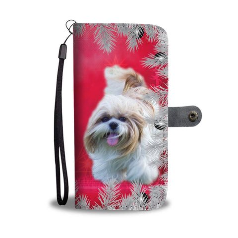 Cute Shih Tzu Dog Christmas Print Wallet Case-Free Shipping