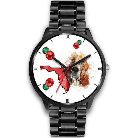 Basset Hound On Christmas Florida Wrist Watch-Free Shipping