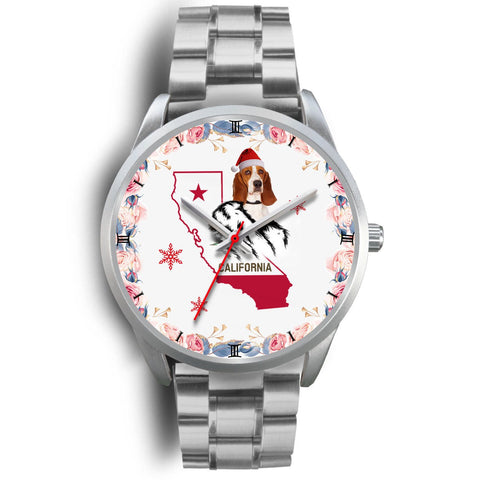 Basset Hound California Christmas Special Silver Wrist Watch-Free Shipping