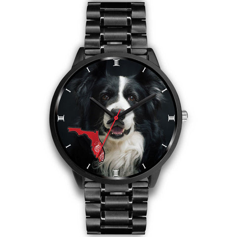 Border Collie On Christmas Florida Wrist Watch-Free Shipping