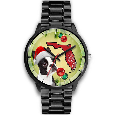 Boston Terrier On Christmas Florida Wrist Watch-Free Shipping