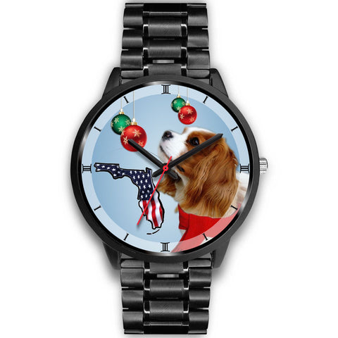 Cavalier King Charles Spaniel On Christmas Print Wrist Watch-Free Shipping-FL State