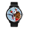 Cavalier King Charles Spaniel On Christmas Print Wrist Watch-Free Shipping-FL State