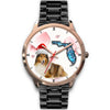 Rough Collie On Christmas Florida Golden Wrist Watch-Free Shipping