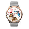 Rough Collie On Christmas Florida Golden Wrist Watch-Free Shipping