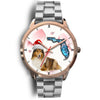 Rough Collie On Christmas Florida Golden Wrist Watch-Free Shipping