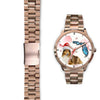 Rough Collie On Christmas Florida Golden Wrist Watch-Free Shipping