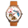 Rough Collie On Christmas Florida Golden Wrist Watch-Free Shipping