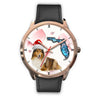 Rough Collie On Christmas Florida Golden Wrist Watch-Free Shipping