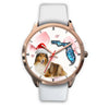 Rough Collie On Christmas Florida Golden Wrist Watch-Free Shipping