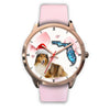 Rough Collie On Christmas Florida Golden Wrist Watch-Free Shipping