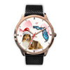 Rough Collie On Christmas Florida Golden Wrist Watch-Free Shipping