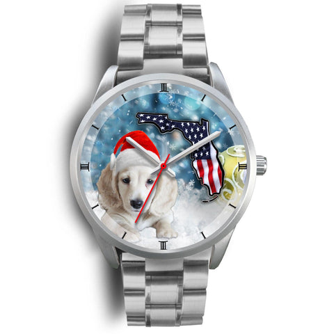 Dachsund Dog On Christmas Florida White Wrist Watch-Free Shipping