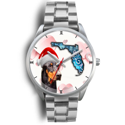 Doberman Pinscher On Christmas Florida Wrist Watch-Free Shipping