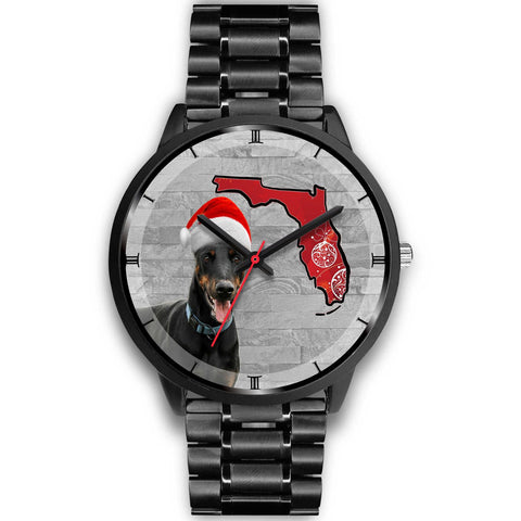 Dobermann On Christmas Florida Wrist Watch-Free Shipping